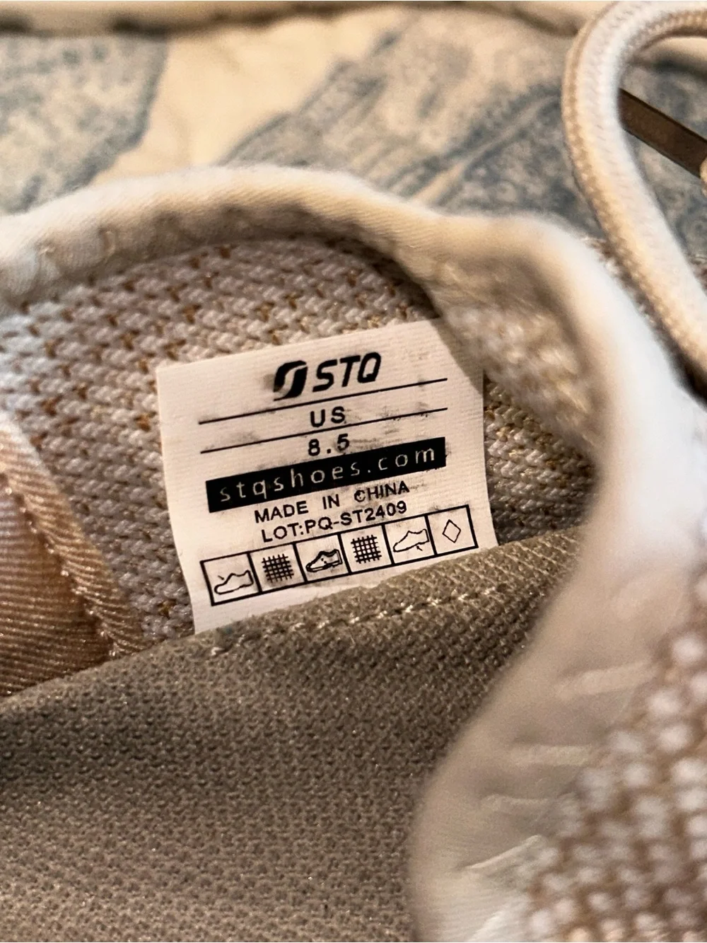 Casual Knit Lace-Up Sneakers in Beige - Women